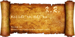 Kolláth Réka névjegykártya